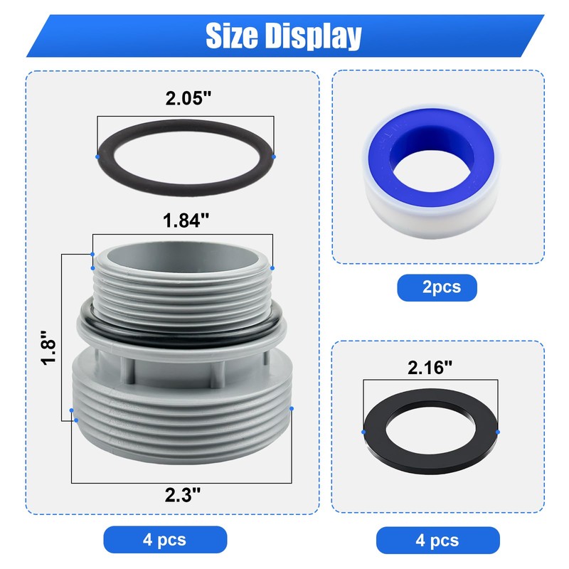 4Pack 4560 Pool Hose Conversion Adapters Kit, 40mm to 1