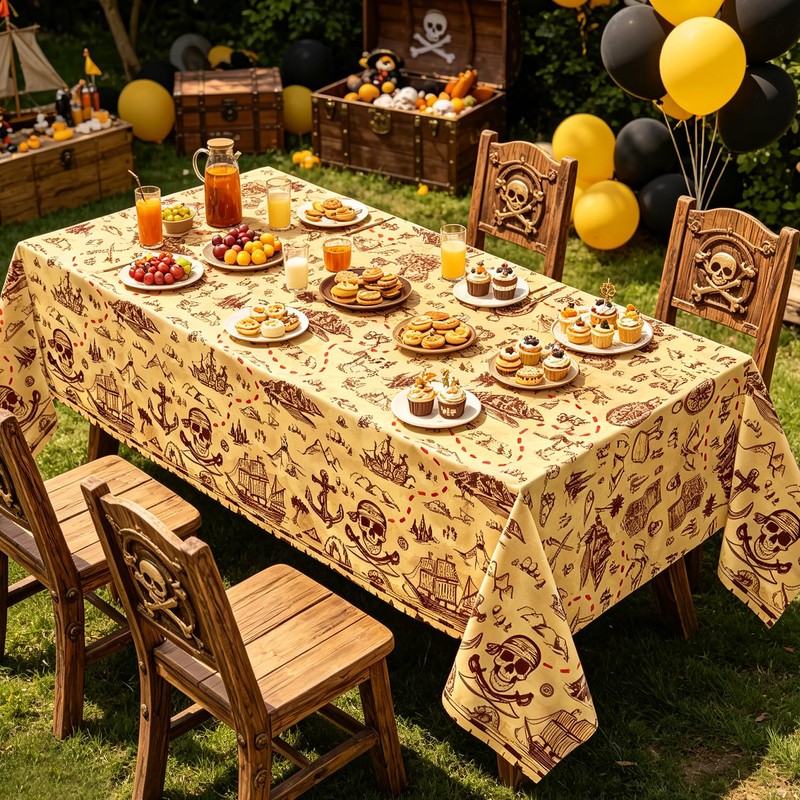 Pirate Tablecloth Treasure Map Tablecover Rectangular 51 x 86inch Treasure