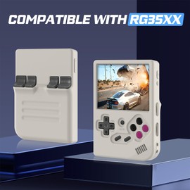 SKRVGOJFG RG35XX Case, Soft Silicone Protective Case for RG35XX Handheld Game Console Accessories with Lanyard - White