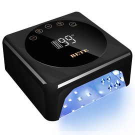 BETE Cordless LED Nail Lamp, 78W Rechargeable UV Nail Light, Intelligent Infrared Sensor and LCD Display Wireless Nail Lamp, Portable Nail Dryer Gel Polish Light with 5 Timer Setting Black