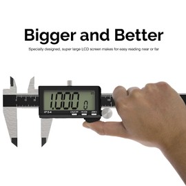 NEIKO 01401A 6-Inch Electronic Digital Caliper, Stainless Steel, Extra Large LCD Screen, Measurement Conversions for Inches, Millimeters, and Fractions