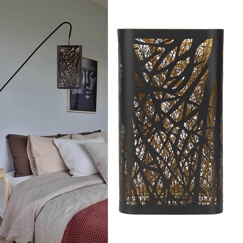 Ceiling Pendant Shade,Tree Shadow Lamp Shade,Iron Lampshade Hollow Carving Square