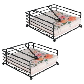 RETON Pack of 2 Napkin Stands for Tables, Metal Napkin Holder, Black with Weighted Bar, Napkin Holder Tissue Dispenser for Kitchens, Home, Restaurants, Cafés, Weddings, Bar (Black)