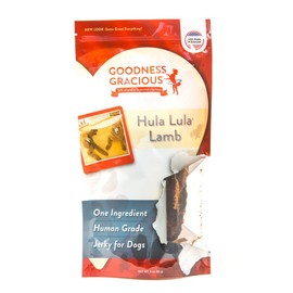 Goodness Gracious Human Grade Hula Lula Lamb Jerky for Dogs Made in USA Devoured by All Dog Breeds, Small, Medium or Large - Resealable 3 oz Bag