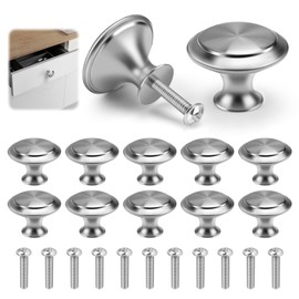 GlasFlength Furniture Knobs, Pack of 12, 30 mm Stainless Steel Drawer Knobs with 12 Screws for Drawers, Cupboard Knobs, Round Door Handles, Cabinet Knobs for Wardrobe, Chest of Drawers, Kitchen