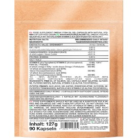Omega 3 Capsules 3000 mg Fish Oil High Dose (in Triglyceride Form) I EPA 540 mg + 360 mg DHA per Recommendation I Laboratory Tested from Sustainable Fishing + Vitamin E