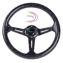 RASTP Forged Carbon Fiber Racing Steering Wheel, 13.8”/350mm 6 Bolts Steering Wheel Universal for Most Vehicle/Racing Car