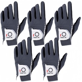 Men's Golf Gloves, Right Hand, Left Hand, All Weather Protection, Anti-Slip, Soft, Golf Fiber, Fit, Velcro, Sweat Prevention, Multifunctional, Set of 5, Black, Gray (Gray, 24, Left)