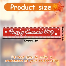 Canada Day Banner - Patriotic Happy Canada Day Decoration - Durable, Washable, Reusable - 1pc - 11.8 x 19.7 inches - Red Maple Leaf Design