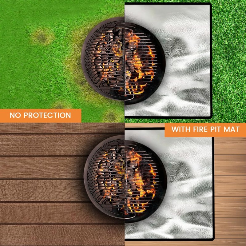 flintronic Fire Pit Mat, 100 x 100 cm, Fireproof Underlay,