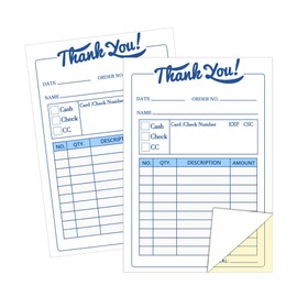 Thank You Receipt Book,3.4x5.5 Inch Order Forms Pad,Invoice Book for Small Business, 2 Part Carbonless, Invoice Pad,50 Sets