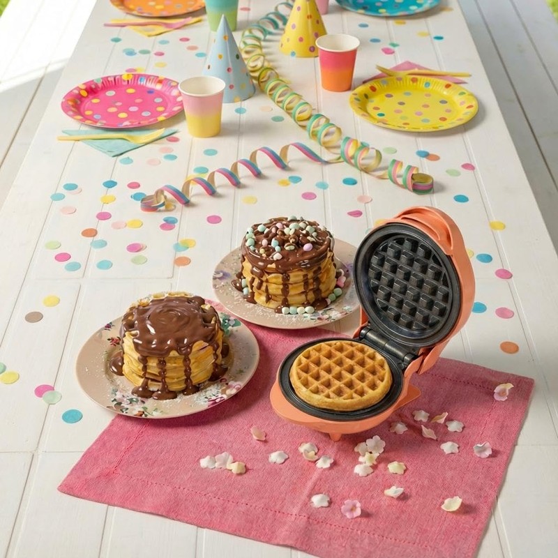 Bestron Mini Waffle Iron for Classic Waffles 10 cm, Small