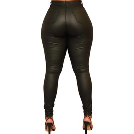 Zebaexf Women's Faux Leather Leggings Pants Black Sexy Stretchy High Waisted Tights