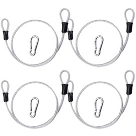 Cisixin 4Pcs Cable Lock, Heavy Duty Grey Cable, 3MM Stainless Steel Wire, With Double Loop, For Bicycle Luggage Lock, 1M Length 3mm