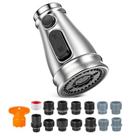 Kitchen Faucet Head Replacement:Pull Down Sink Faucets Head Whit 13 Parts 3-Funtion Spray,American American Standard For Delta,Kohles,Moen Sink Spray Chrome
