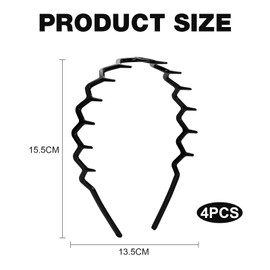 4 Stück Haarreifen, Haarreifen Damen, Damen Zickzack,Zickzack Haarreif,Haifischzahn-Haarkamm, StirnbäNder FüR Sport Fitness TäGliches,Komfort-Zig Headband, Damen Und MäNner Haarreif Schwarz