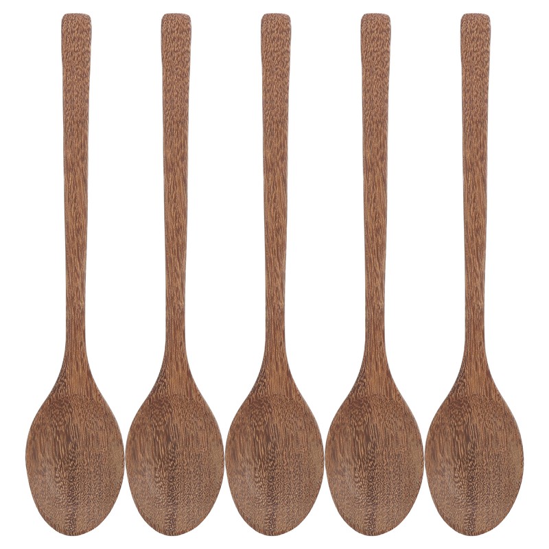 5Pcs Wooden Spoons Burr Free Sturdy Durable Light Heat Resistant