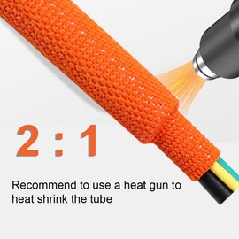 20 FT 1/4 inch 2:1 Heat Shrinkable Braided Sleeving Heat Shrink Sleeve Abrasion Protection Flexibility Wiring Harness Cable Sheath