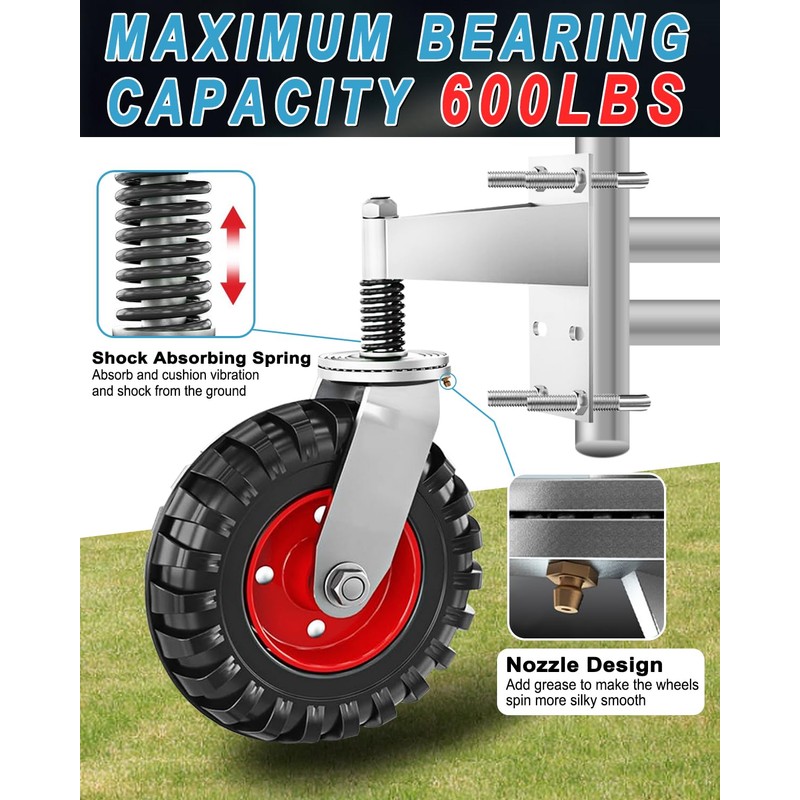 8 Inch Gate Wheel, Heavy Duty 600LB Capacity for Metal