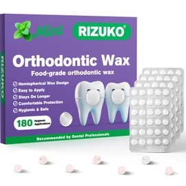 RIZUKO Orthodontic Wax for Braces - 180 Dental Wax Dots | Hygienic Individual Wraps, Mint Flavor