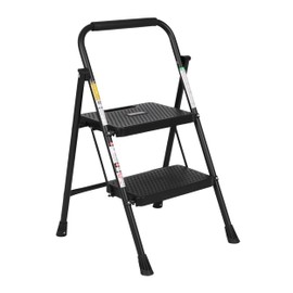 SIMPLI-MAGIC 2-Step Ladder, 800 LBS Capacity Folding Step Stool – Anti-Slip Wide Steps & Handgrip – ANSI Certified Lightweight & Durable Steel Stepping Stool for Kitchen, Home, Office & Garage