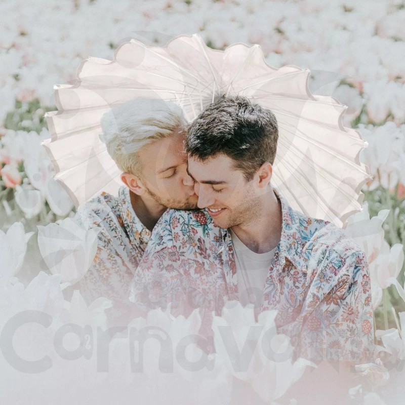 Grupo Carnavallia Sombrilla China Madera Blanca Tela Bambú Flores Boda