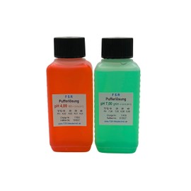 FSRTOP pH-Kalibrierlösungsset, pH 4,00 und 7,00 Pufferlösung, je 100 ml, für pH-Messgeräte, Rot und Grün