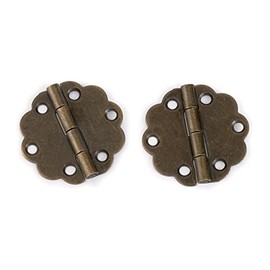 Highpoint Round Decorative Box Hinge Antique Brass Pair with Screws