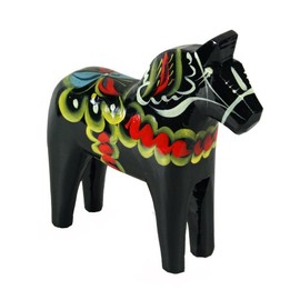 ScandinavianShoppe Swedish Wooden Dala Horse - Black - 6"