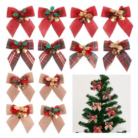 12 PCS Christmas Tree Decorations, Christmas Hanging Bells Santa Snowman Reindeer Bear Decorations Jingle Bells Ornament Christmas Plush Doll Bells Party Decor Gifts