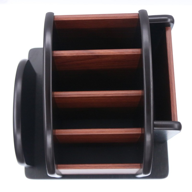 Coideal Wooden Large Spinning Remote Controls Holder Caddy for Table,