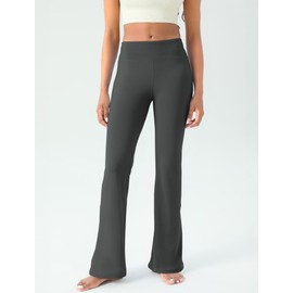 AB-Eleven Women's Yoga Pants Bootcut Flare Leggings Flared Bell Bottom Leggings High-Waisted Workout Pants Tummy Control Dark Grey