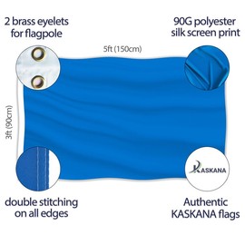 Solid Blue Flag – Plain Blue Flag - Double-sided Print – 90G polyester - Double Seam - 2 brass eyelets, large 5ft x 3ft