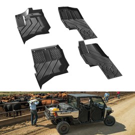 LitMiRaCle Front & Rear Floor Mats for Ranger Crew/XD 1500 2024, TPE Floor Liners All Weather Protection Slush Mats for Polaris Ranger Crew XD 1500 Northstar Premium/Ultimate 2024+ Accessories, 4PCS