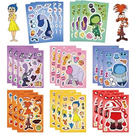 24 PCS 6”x 9" Make a face Stickers for Kids,Make Your Own Inside Out Mix and Match Sticker Sheets with Inside Out,for Kids Party Favors Supplies Activities Crafts Classroom Rewards