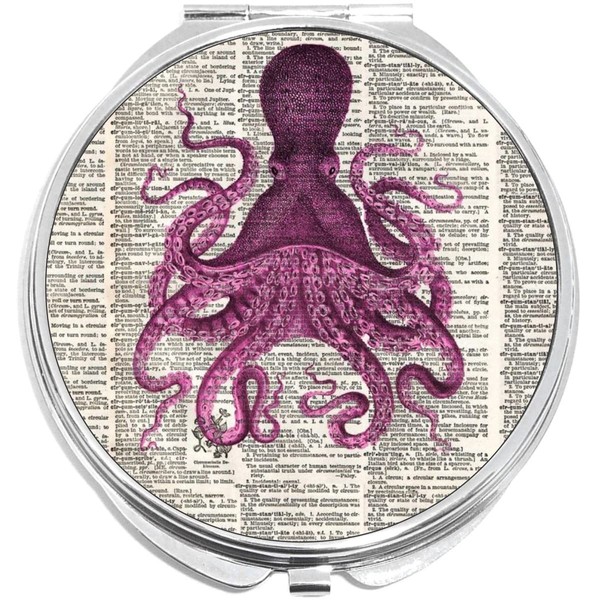 NewCharms Octopus Text Compact with Mirrors - Perfect Pocket and
