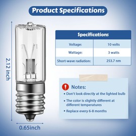 JAMHEXOU 2 Pack LB1000 Bulb 3 W Compatible with Germ Guardian GG1000, GG1000CA, GG1100B, GG1100W, LB-1000, GGH200, 661000CA