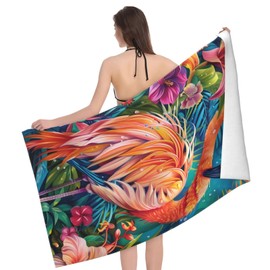 VANZEV Tropical Flamingo Beach Towel Flamingo Sand-Free Microfiber Bath Towel Ultra Soft Quick Dry Pool Towel Absorbent Towel Lightweight Towel Gifts for Outdoor Bathroom Swimming Decor 31inx51in