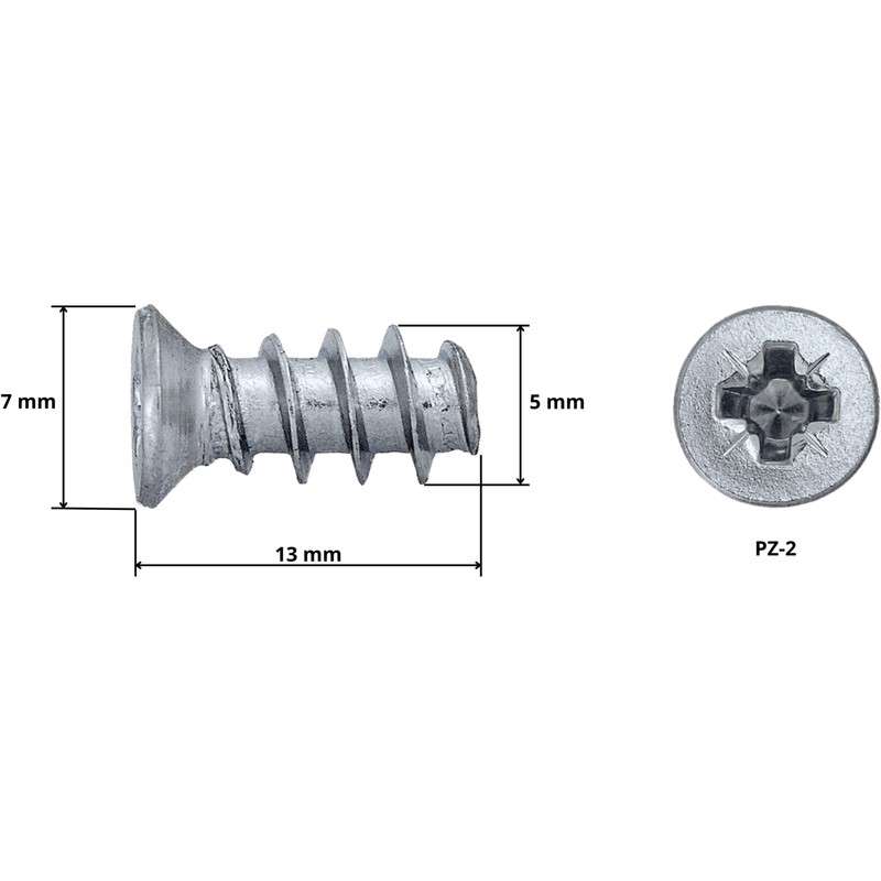 HEXATON Euro Screws with Countersunk Head - 5 x 13