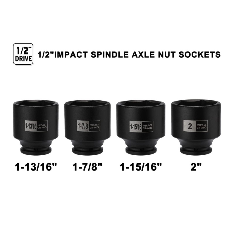 Mayouko 4PCS 1/2" Drive SAE Spindle Axle Nut Impact Socket
