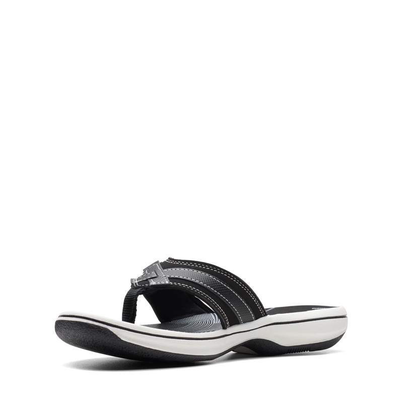 Clarks Clarks womens Breeze Sea Flip Flop, Black Synthetic, 11