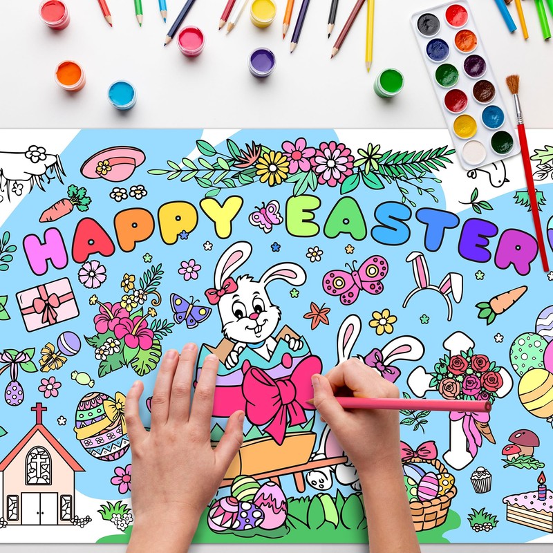 Easter Crafts for Kids Easter Decorations 186*73cm Giant Easter Colouring