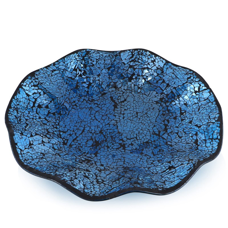 MDLUU Mosaic Centerpiece Tray, 12" Decorative Glass Plate, Home Decor