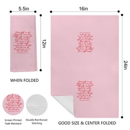 Pink Christian Kitchen Towels, Proverbs 31 Woman Gifts, Christian Gifts for Women, Faith Based Gifts, Bible Verses Decor Hand Towels for Bathroom, Pink Dish Towels for Kitchen Decor, 16x24 Inches