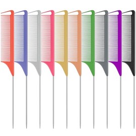 10 PCS Rat Tail Combs Set - Hair Teasing Fine Tooth Comb for Women Girls, Parting Comb for Braiding Hair Styling Tools & Appliances with Stainless Ste