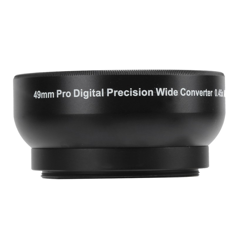 Optical Glass 0.45x WideAngle Black Additional Lens for 49mm Camera