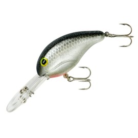 BANDIT LURES Series 300 Crankbait Bass Fishing Lures, Fisghing Accessories, Dives to 12-feet Deep, 2', 1/4 oz, Silver Minnow Sparkle, (BDT376)