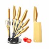 Gold Knife Set，8Pcs Gold Titanium-Coated Dishwasher Safe Kitchen Knife Block