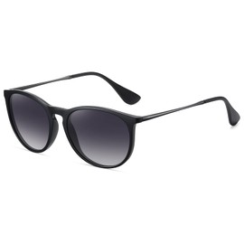 WOWSUN Polarized Sunglasses for Women Vintage Round Mirrored Lens (Grey)