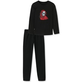 In One Clothing - Boys Long Pyjamas Soft Single Jersey Made from 100% Cotton - in Black with Dark Night Motif Size 152, Black "Dark Night"